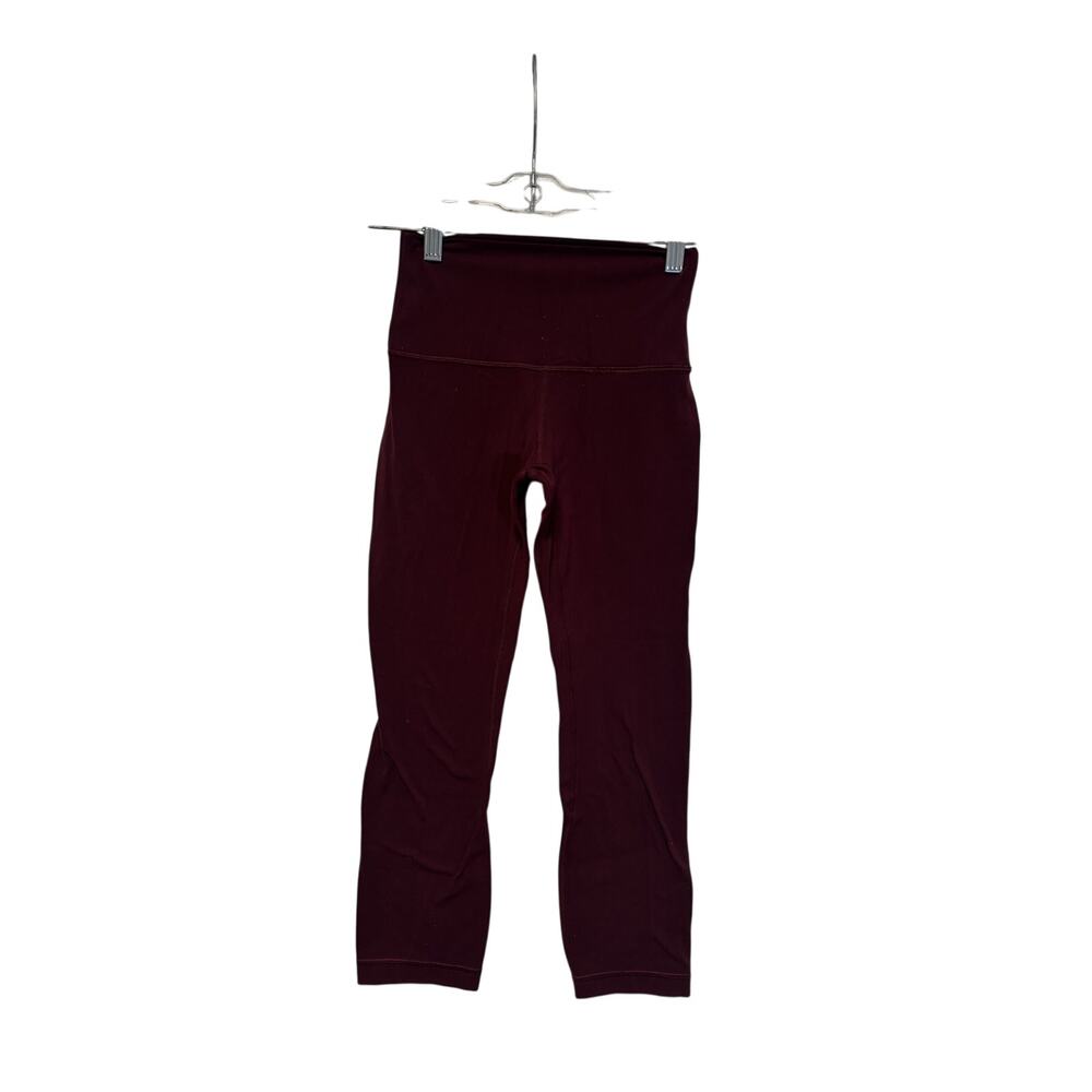 Lululemon Burgundy High-Rise Crop Leggings Size 2 - Picture 2 of 7